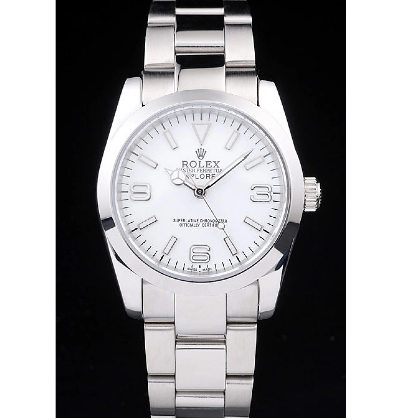 AAA replica watch Rolex 98086 Steel Polished White Explorer Dial Stainless 0629